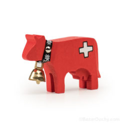 Vache en bois croix suisse