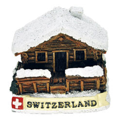 Swiss chalet with snow