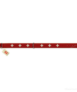 Collier chien croix suisse cuir rouge