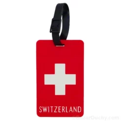 Étiquette à bagage croix suisse