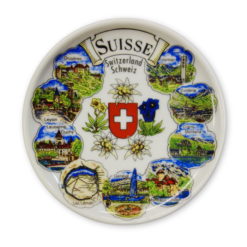 Piatto paesaggistico svizzero in porcellana