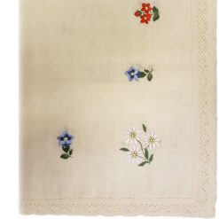 Swiss embroidered linen tablecloth
