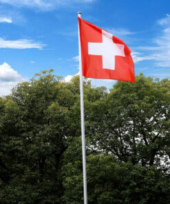 Drapeau suisse sur hampe mat