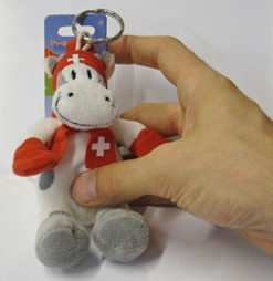 Swiss stuffed cow keychain