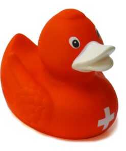 Canard en plastique croix suisse