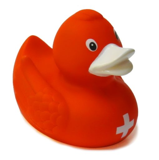 Canard en plastique croix suisse