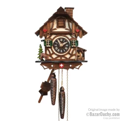 Horloge coucou avec croix suisse à Lausanne