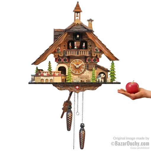 Coucou suisse chalet horloge avec train et danseurs