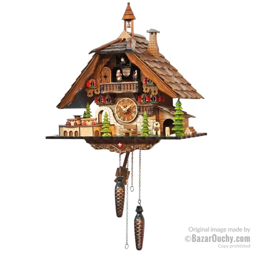 Coucou suisse chalet horloge avec train et danseurs