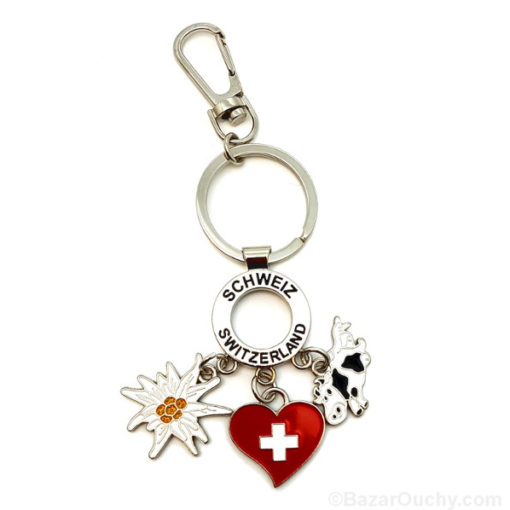 Cow heart edelweiss keyring