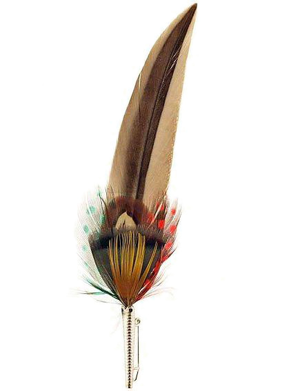 Pluma sobre broche - 13 cm -