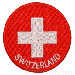 Ecusson à coudre Croix suisse - Rond - Switzerland_