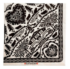 Serviette papier motif découpage noir et blanc