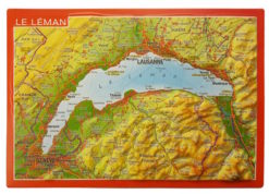 Mapa en relieve suizo 3D montañas Leman