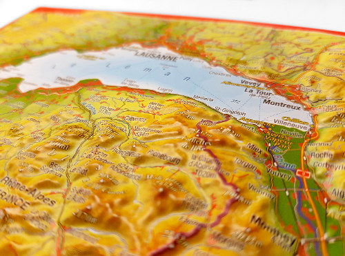 Carte suisse relief 3D montagnes