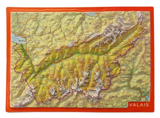 Carte suisse relief 3D montagnes valais