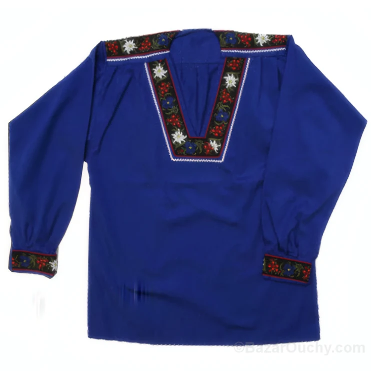 Chemise armailli bleu traditionnelle suisse