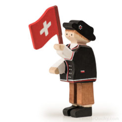 Figurine en bois suisse Lanceur de drapeau