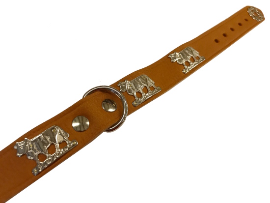 Dog collar with metal cow