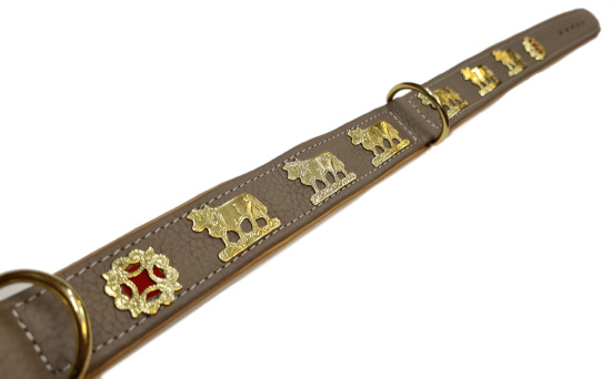 Metal cow leather dog collar