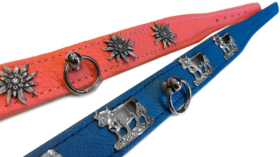 Swiss cow metal dog collar