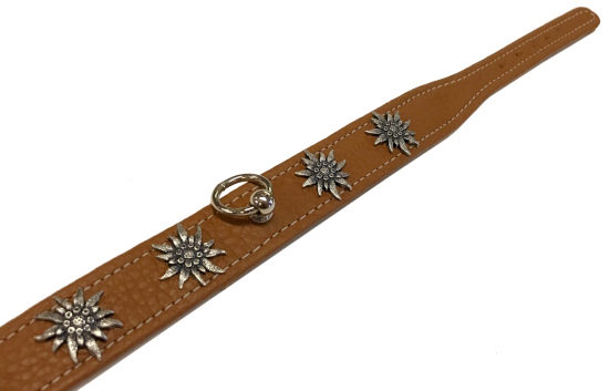 Dog collar with edelweiss metal