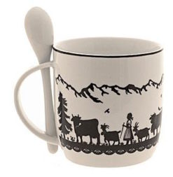 Schweizer Ausschnitt-Muster-Schwarzweiss-Tasse Poya