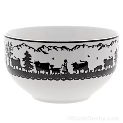 Bol motif découpage suisse poya noir et blanc