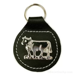 Leather key ring with metal cow