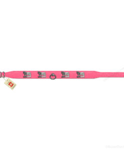 Collier chien vache metal rose