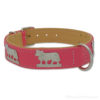 Metal dog collar pink leather cow