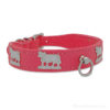 Metal dog collar pink leather cow