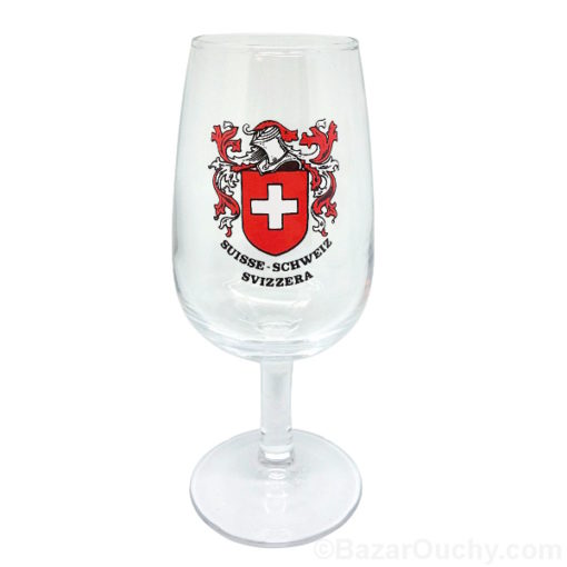 Copa de vino pie bandera suiza cruz