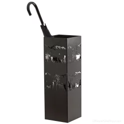 Poya Swiss cut-out umbrella stand in black metal