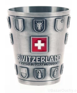 Verre à shot en métal avec croix suisse et écussons
