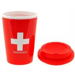 Schweizer Tasse mit Deckel und Schweizer Kreuz