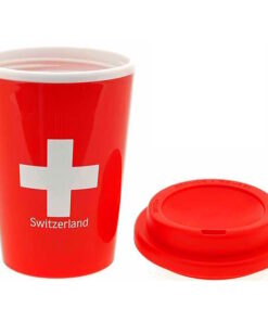 Tasse suisse avec couvercle et croix suisse