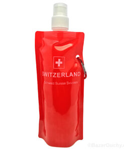 Bouteille rouge croix suisse pliable