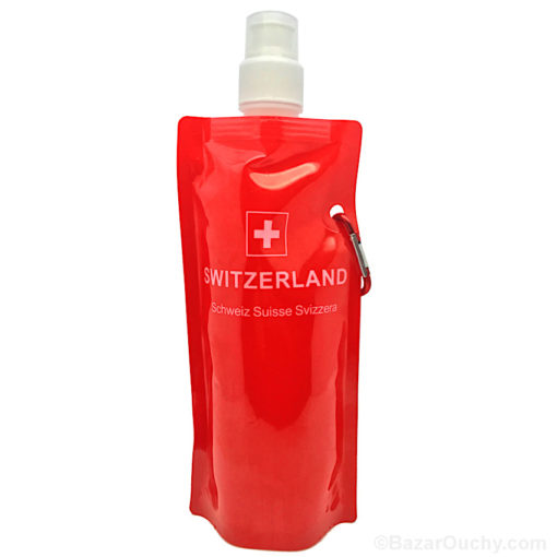 Bottiglia pieghevole con croce svizzera rossa