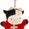 Swiss stuffed cow keychain