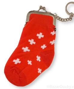 Porte monnaie forme de chaussette croix suisse