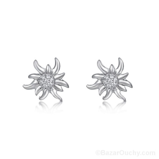 Boucle oreille edelweiss en argent