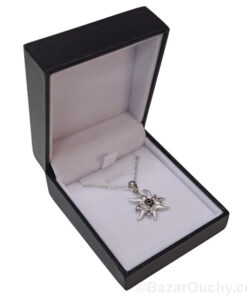 Alternative view of Collier edelweiss en argent - Rouge/Noir