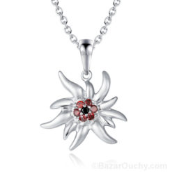 Collier edelweiss en argent avec diamant