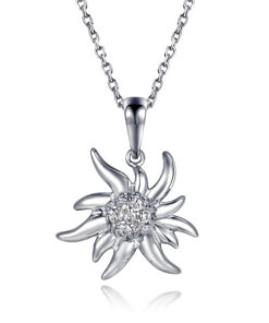 Collier edelweiss en argent avec diamant