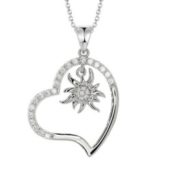 Collier edelweiss et coeur en argent_