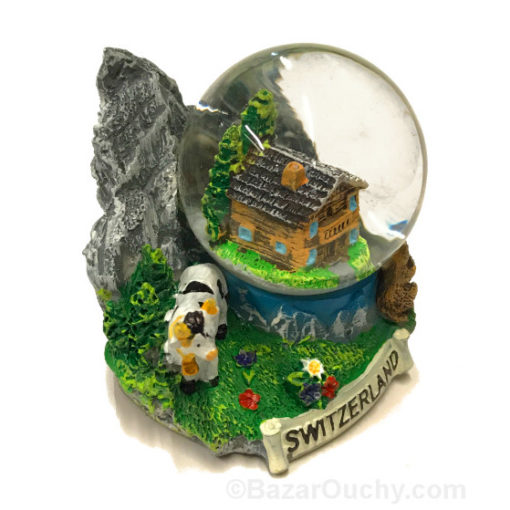 Snow globe - Chalet, mountain and Swiss cow