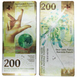 Imán imán billetes suizos 200 francos chf