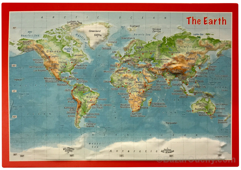 Mappa del mondo in rilievo - BazarOuchy