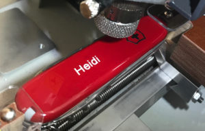 Swiss knife engraving in Lausanne